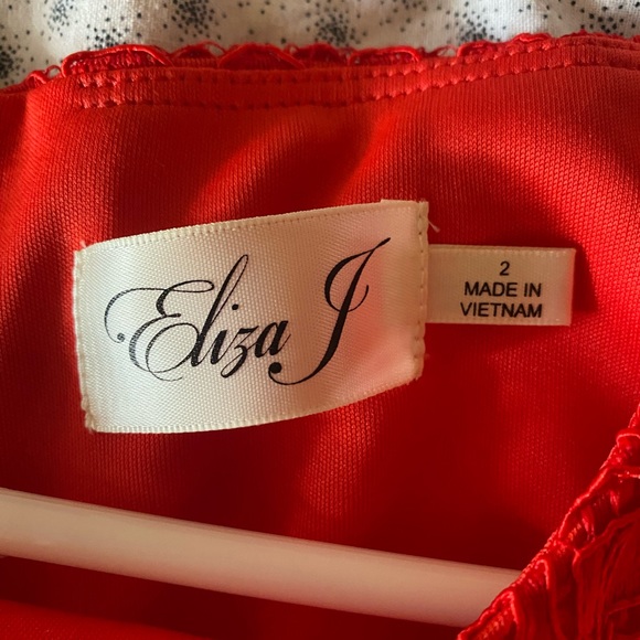 Eliza J. Red Lace 3/4 Sleeve Dress - Picture 2 of 3